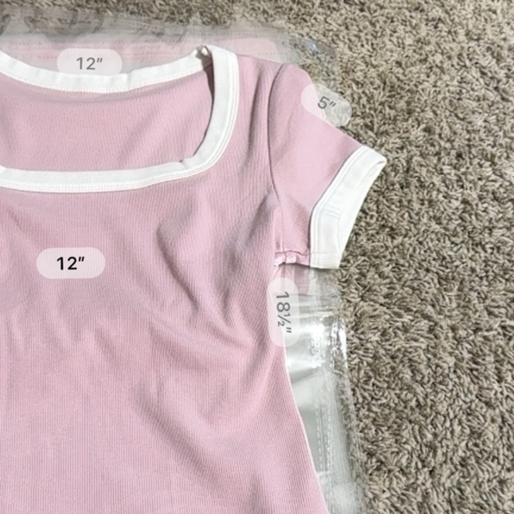 U Neck Short Sleeve Color Block Slim Fit Ribbed Knit Basic Tee | NWT | S - Picture 8 of 9